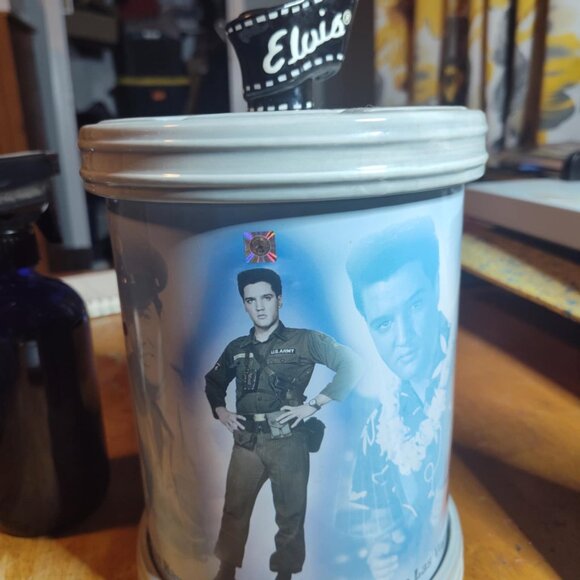 Elvis Presley Ceramic & Metal Cookie Jar Film Reel His Famous Movies 2001 - Picture 3 of 8